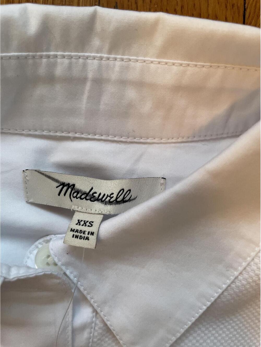 Madewell White Straight Hem Tuxedo Shirt XXS Boxy Crop New With Tags - Picture 5 of 7